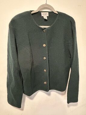 Koret Forest Green Button-Front Crewneck Cardigan vintage